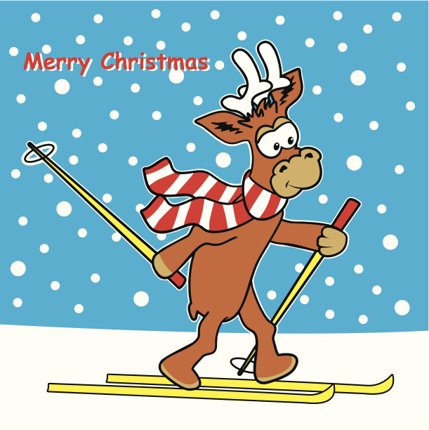 驯鹿和滑雪图片下载