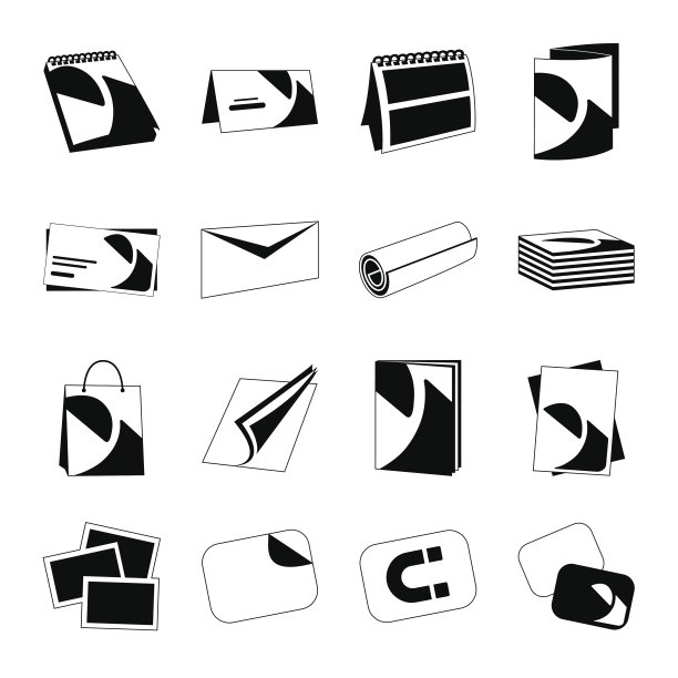 印刷所网页单色黑色图标集图片下载