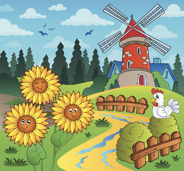 向日葵风车附近图片下载