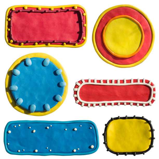 粘土腻子，橡皮泥手工制作尺寸形状和徽章模板捆绑。图片下载