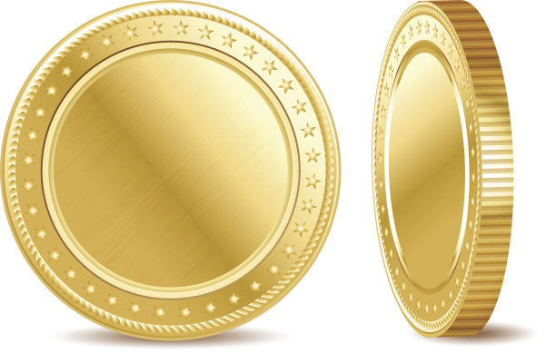 空的黄金金融硬币在白色的背景素材图片