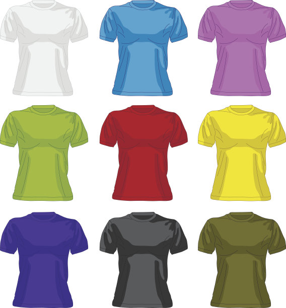 一套彩色的女性t恤图片下载