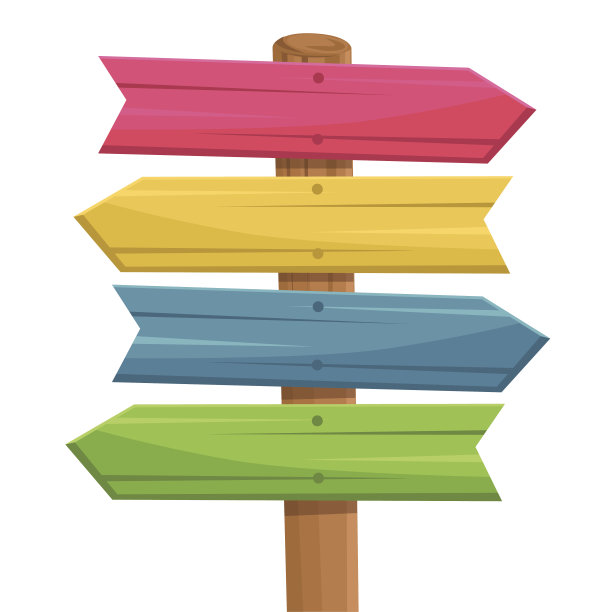 矢量插图的木制路线标志颜色图片下载