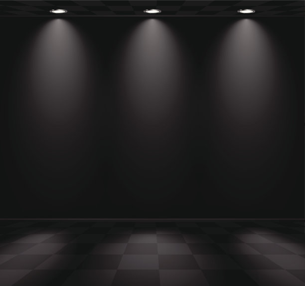 黑色的空房间，格子地板图片下载