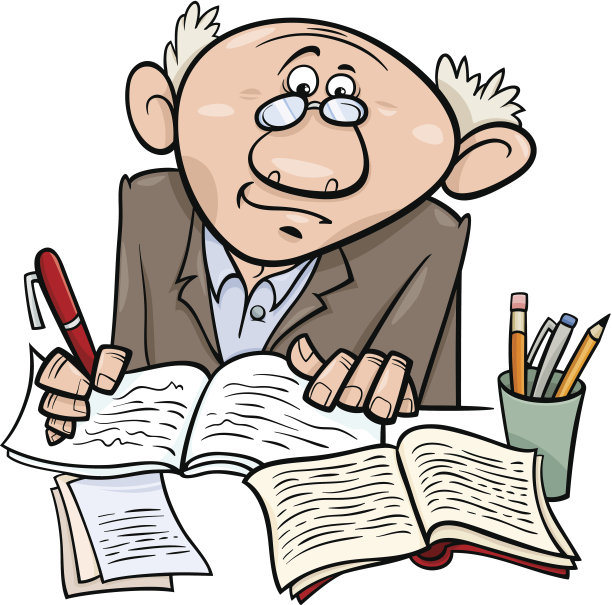 教授或作家卡通插图图片下载