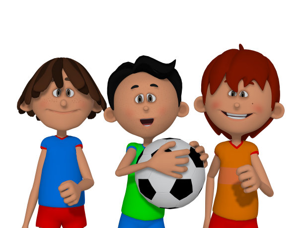 卡通小孩踢足球图片下载