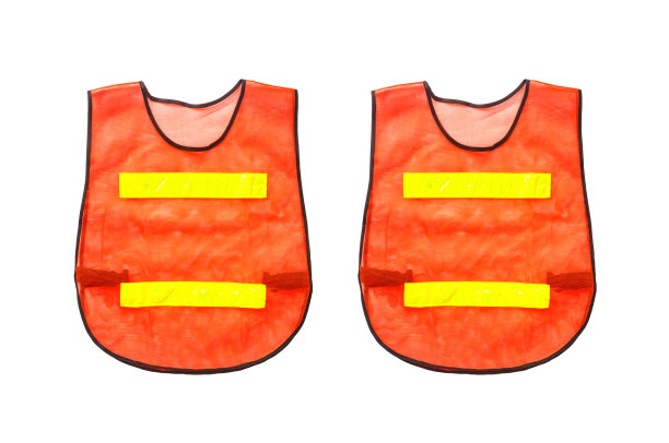 橙色背心，孤立在白色和修剪路径。图片下载