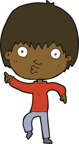 卡通印象深刻的男孩指着图片下载