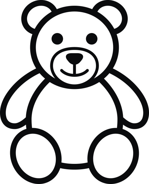 泰迪熊毛绒玩具线艺术图标插图图片下载
