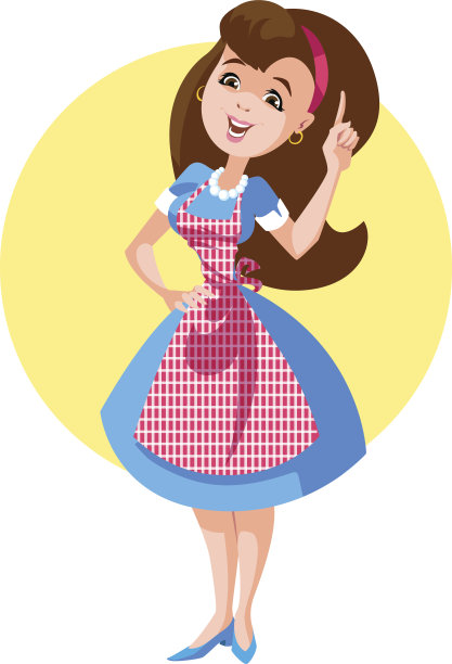 系着围裙竖着手指的女人图片下载