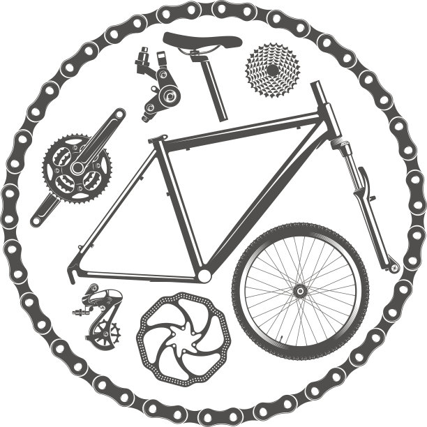 自行车零件隔离在白色背景图片下载
