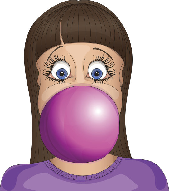 女孩给一个口香糖球充气图片下载