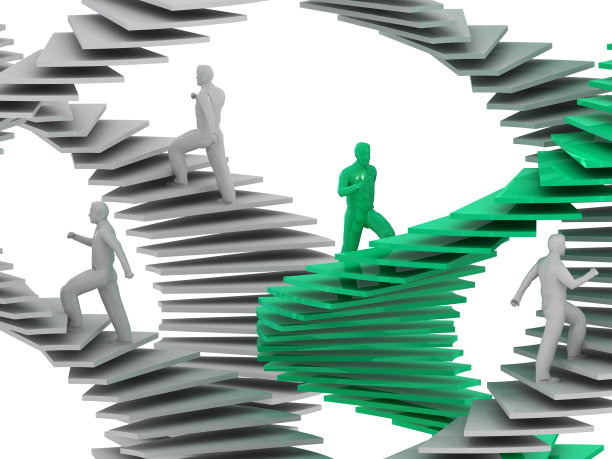 人们走上事业的阶梯。图片下载