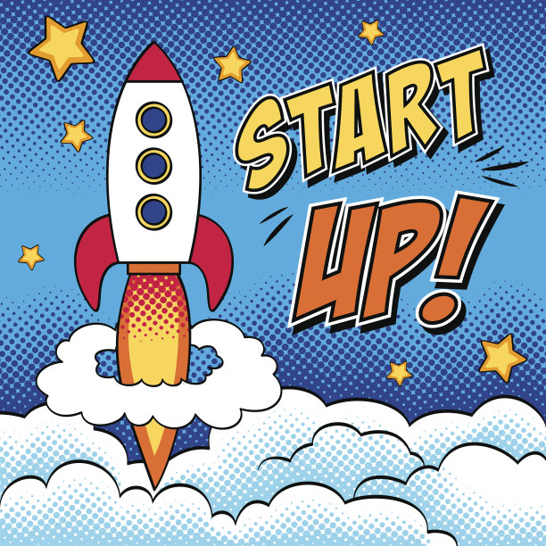 以波普艺术风格的火箭开始背景素材图片