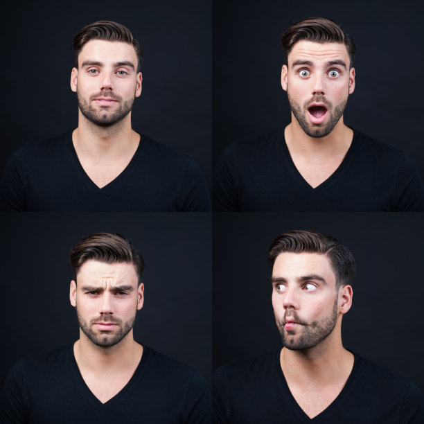 展示面部表情的男性模特图片下载