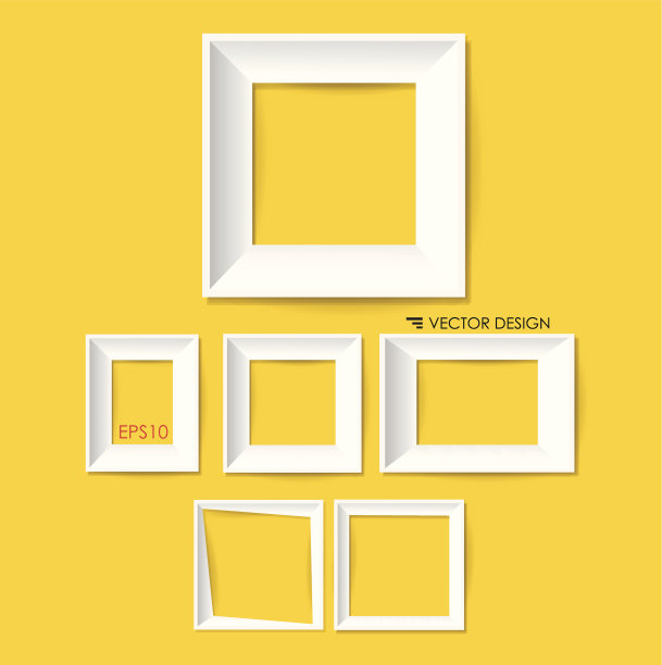 墙上的白色现代画框，矢量插图。图片下载