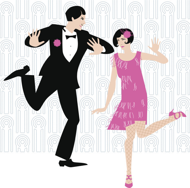 查尔斯顿。复古的舞者。艺术装饰。图片下载