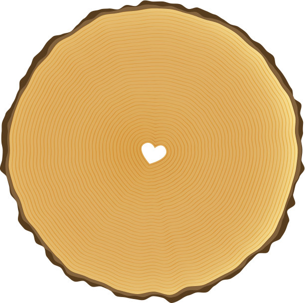 树的年轮是用心的。木质纹理。图片下载