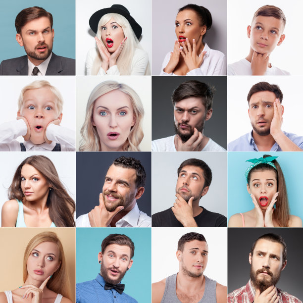 一群不同的人，表达着不同的情感图片下载