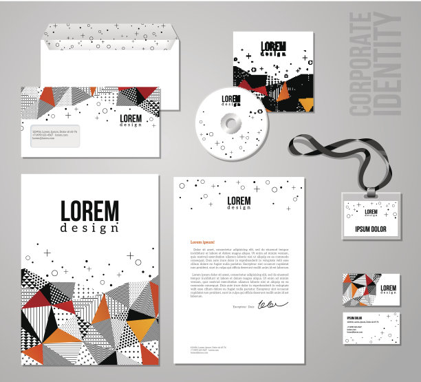 企业身份模板在补丁工作五颜六色的风格。图片下载