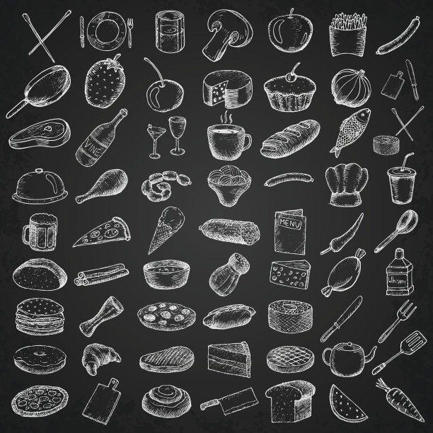 一套餐厅图标。图片下载