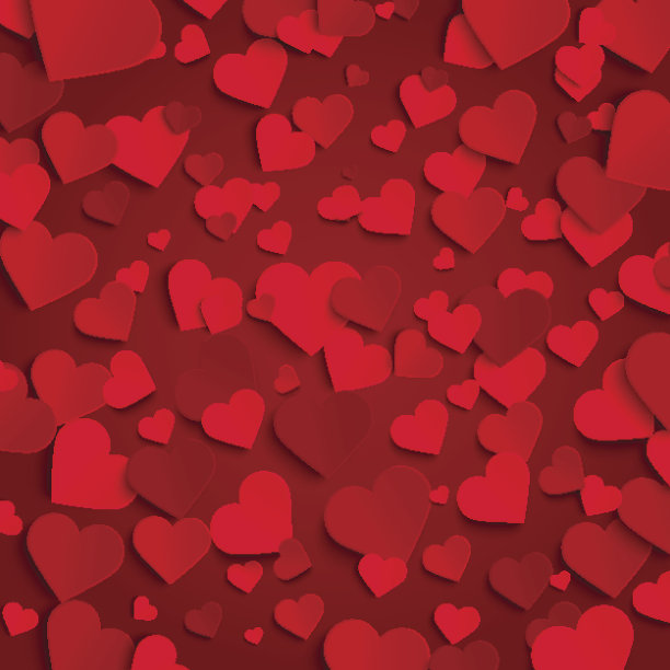 情人节矢量背景模板，红纸爱心素材图片