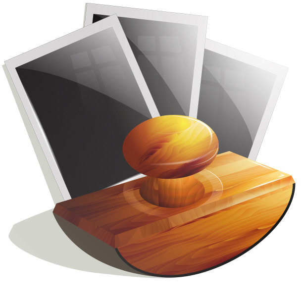 木制复古邮票在相框上图片下载