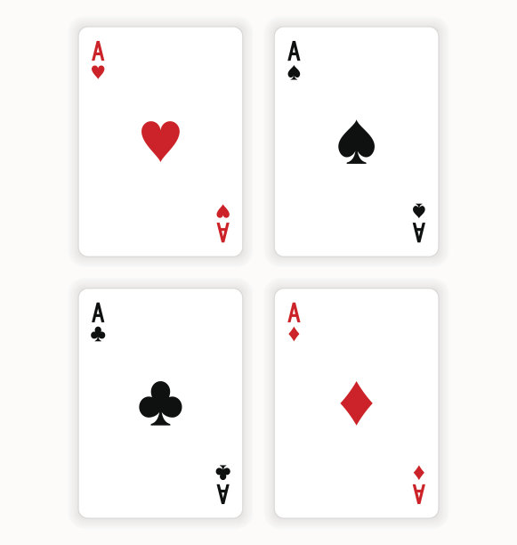 四张王牌在白色背景打牌图片下载
