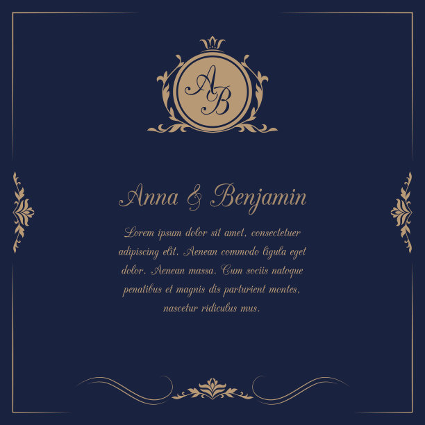 印有字母的婚礼请柬图片下载