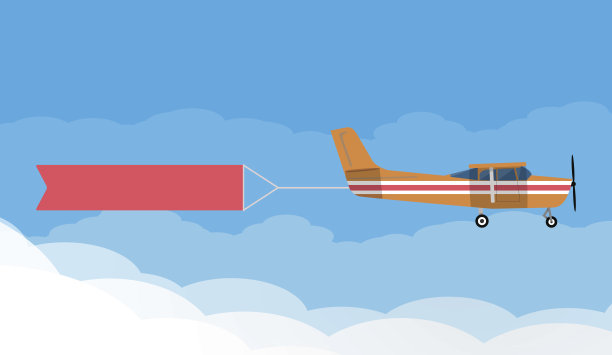 用轻型飞机拉着广告横幅图片下载