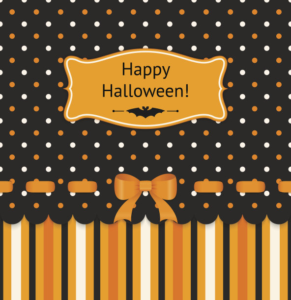 万圣节卡片与弓波尔卡点的背景。图片下载