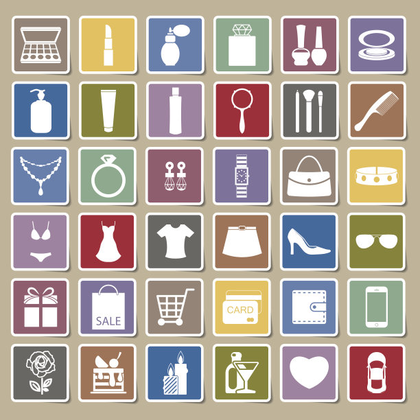 时尚和女性配件，图标贴纸图片下载