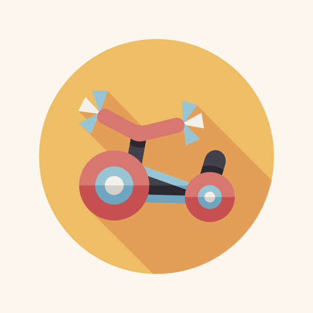 儿童三轮车平面图标与长影子，eps10图片下载