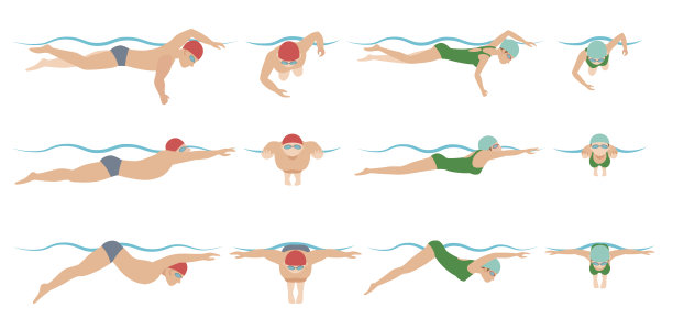 游泳插画矢量图素材图片