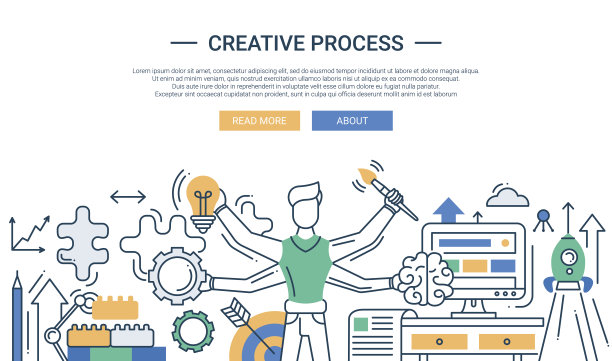 创意工艺线设计横幅多手图片下载