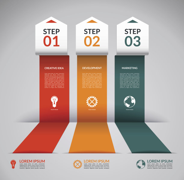 信息图设计模板与一套营销图标图片下载