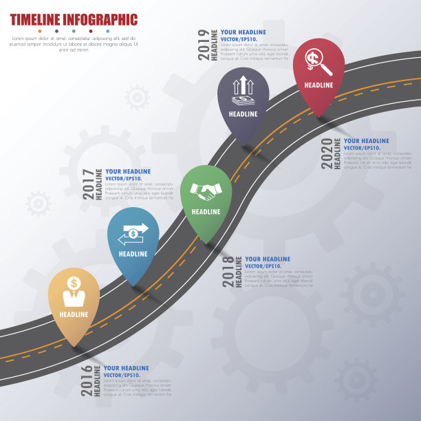 时间轴信息图与图标集。向量。插图。图片下载