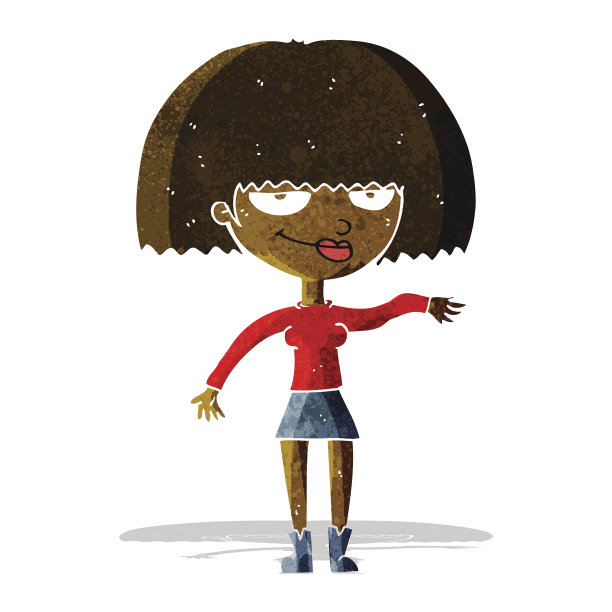 卡通自鸣得意的女人做出轻蔑的手势图片下载