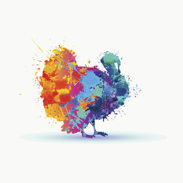 火鸡的剪影。彩虹色斑图片下载