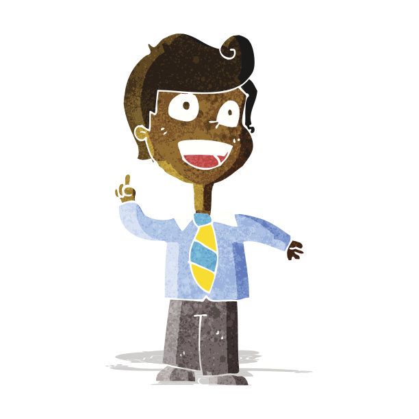 卡通学校的男孩举手了图片下载