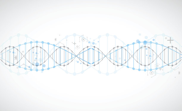 科学模板，带有DNA分子的蓝色壁纸或横幅素材图片