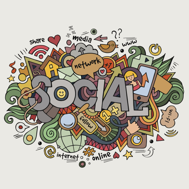 社会手字和涂鸦元素背景图片下载