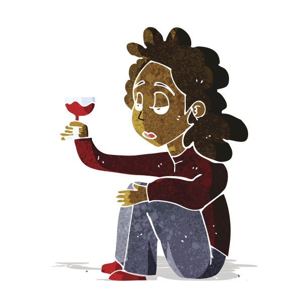 漫画中的不幸女人，拿着一杯酒图片下载