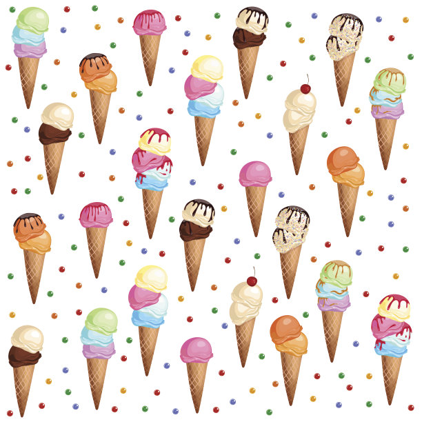 冰淇淋甜筒无缝图案背景图片下载
