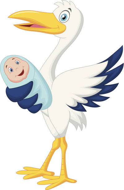 卡通鹳和婴儿图片下载