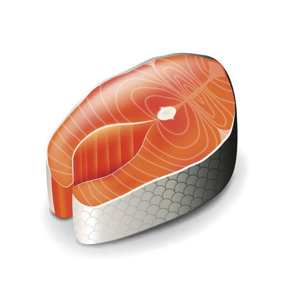 三文鱼牛排孤立的白色载体图片下载