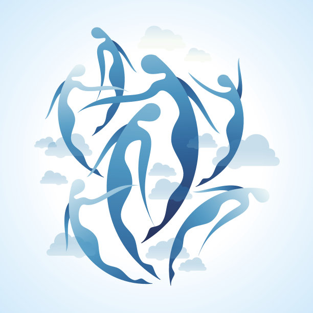 女孩们跳着程式化的剪影图片下载