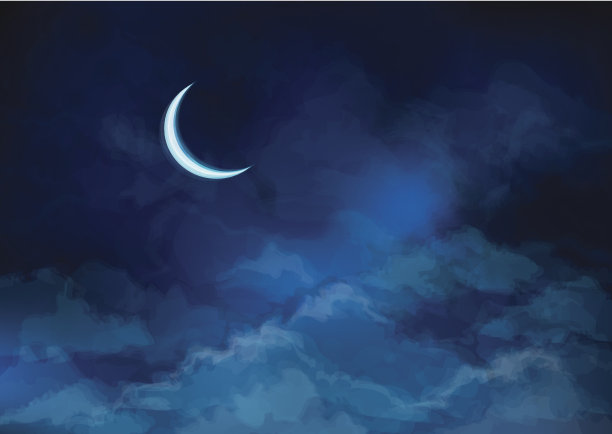 矢量夜空背景与月亮。图片下载