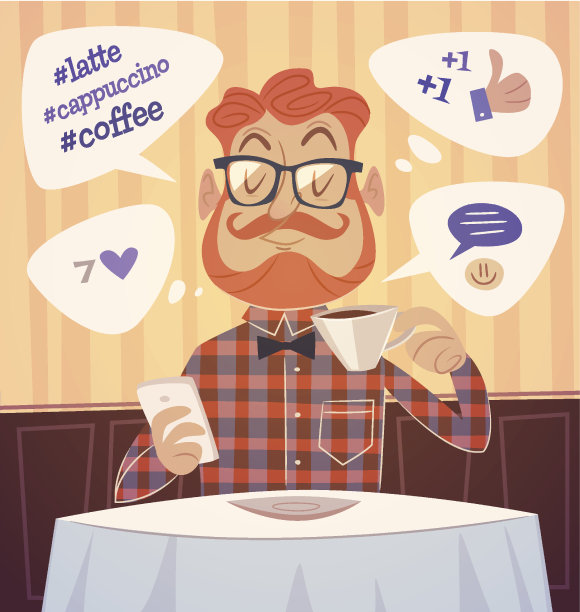 潮人喝咖啡图片下载