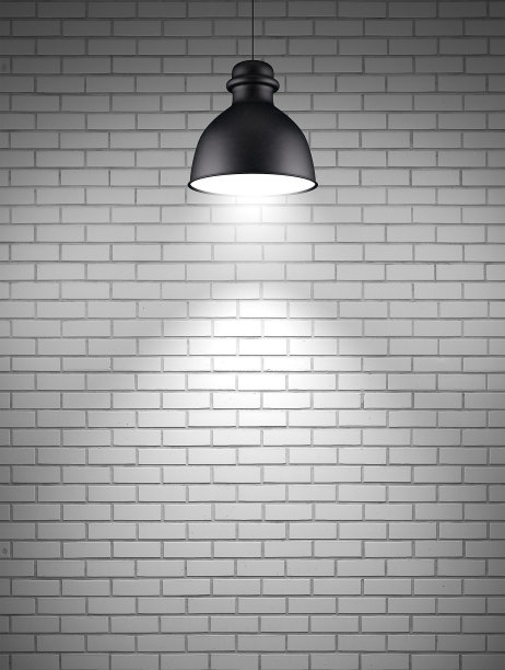 砖墙上的灯图片下载